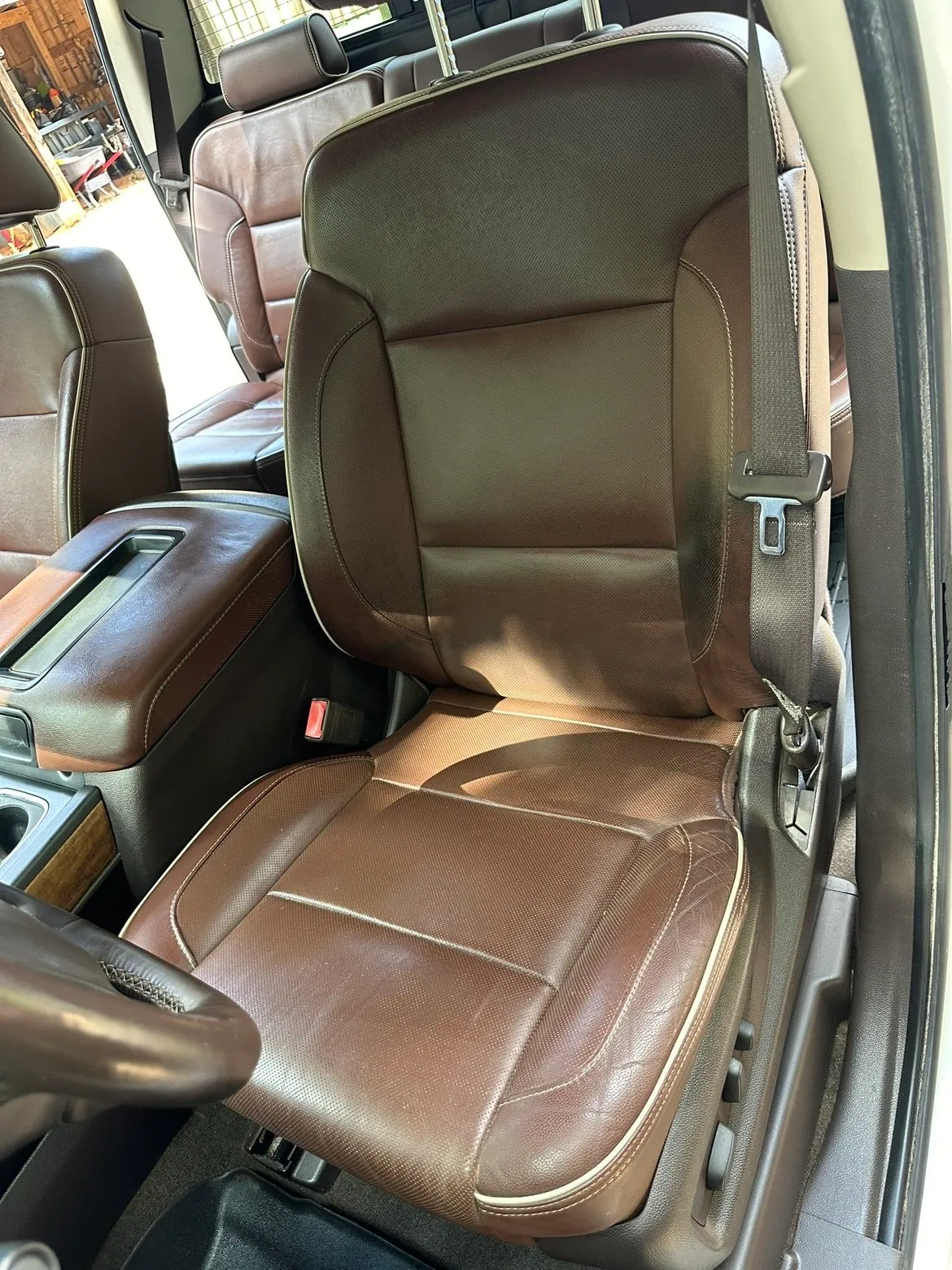 Mold removal: leather truck seats, after