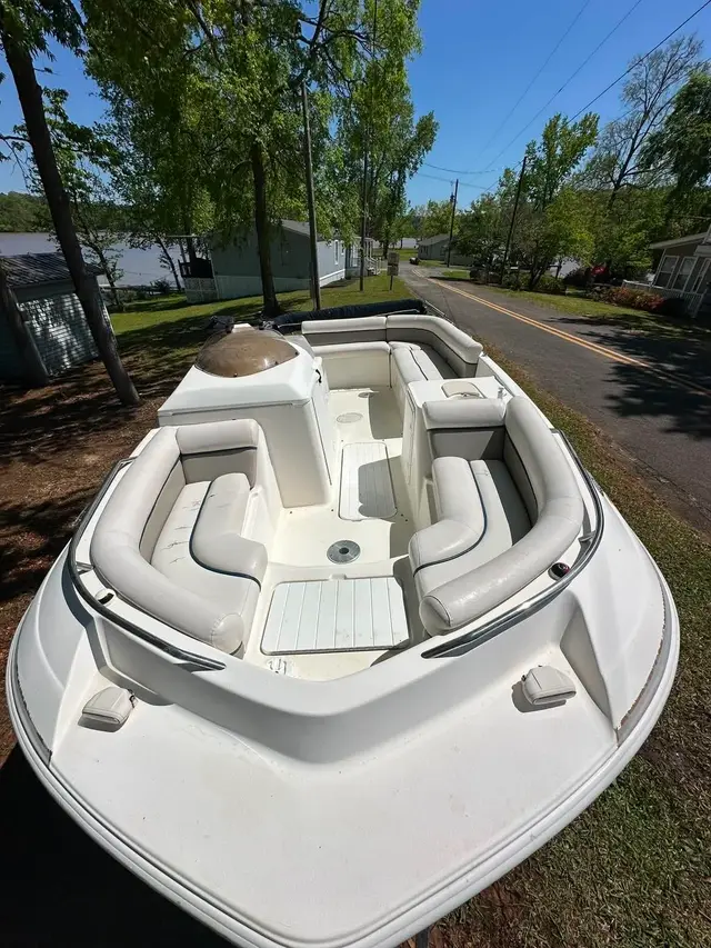 Deck boat vinyl seating and fiberglass deck detail